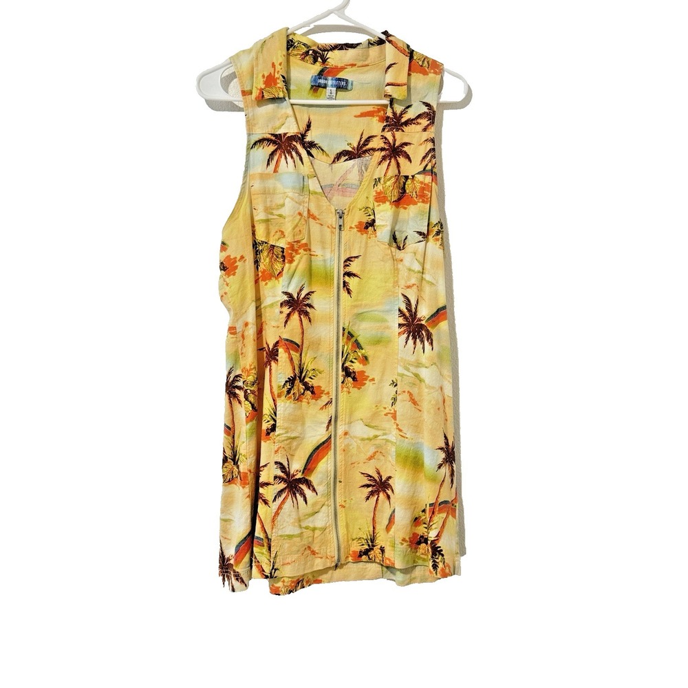 Dress Urban Outfitters Palm Trees Freya Sleeveless Collared SZ L Costal Cowgirl